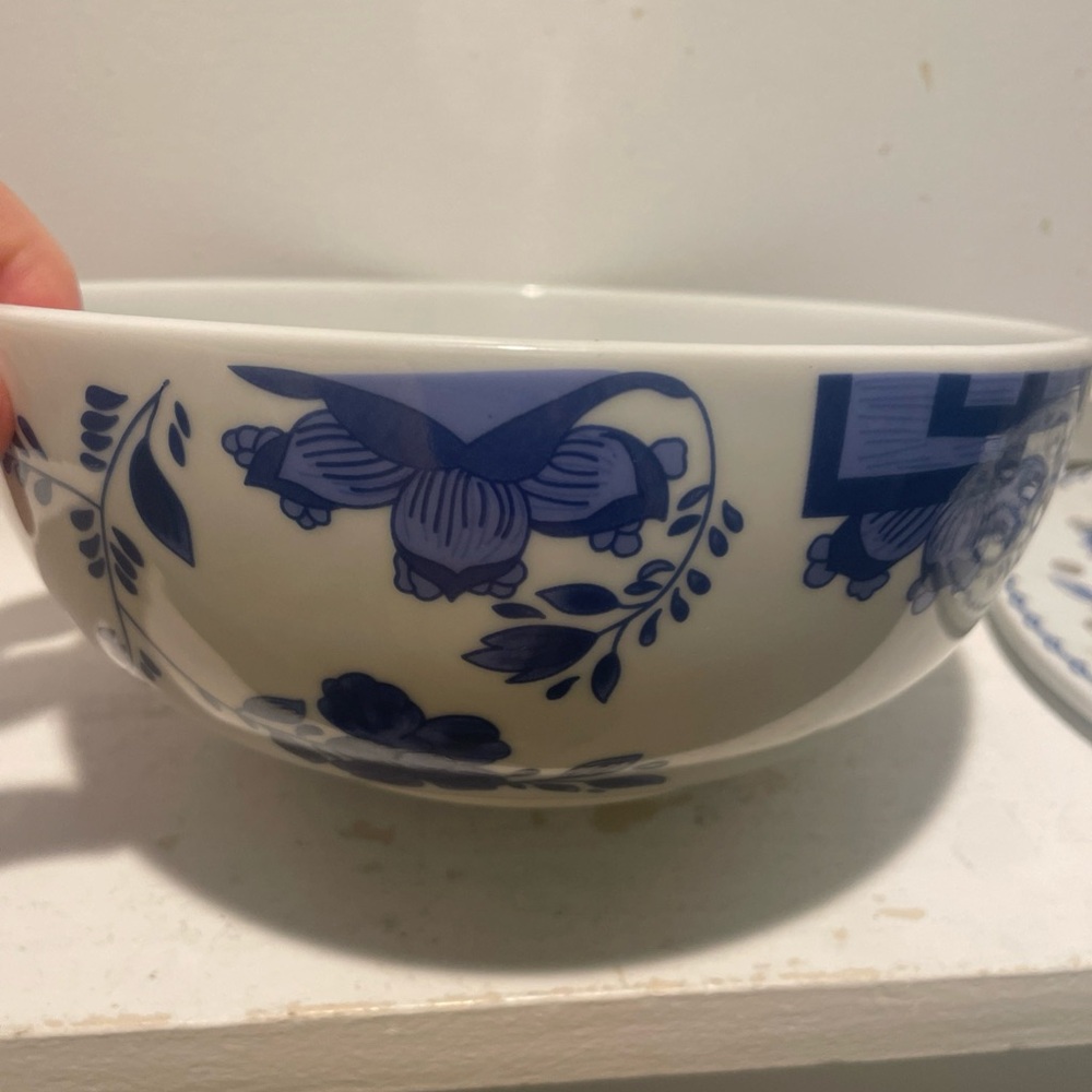 Vintage MAM Motlahedeh  Blue and White Floral Ceramic Flower Frog - Picture 7 of 12